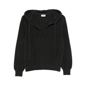 MRZ Women's V-Neck Ribbed Knit Hoodie Women GREY Sweaters & Knitwear